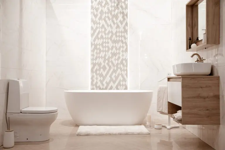 Modern bathroom interior with decorative elements. space for text.